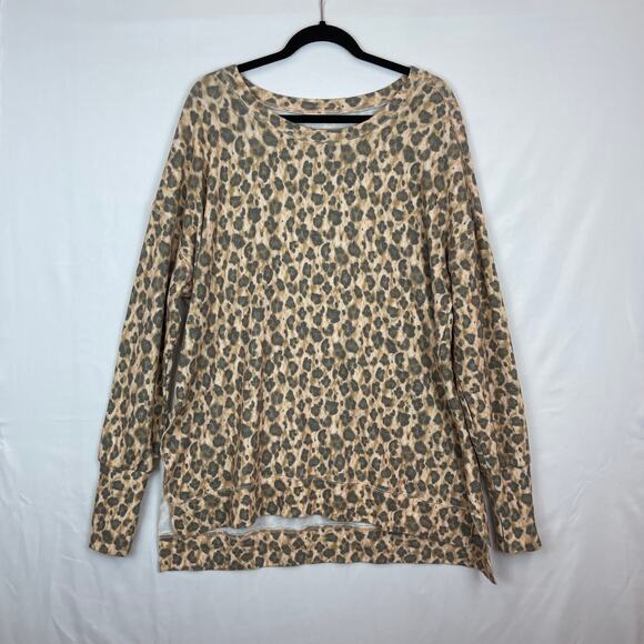 Chaser Womens 2X Animal Print Tunic Sweatshirt SOFT Crewneck Jaguar Leopard - Picture 7 of 7